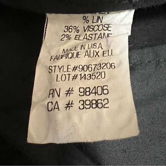 Theory Rich Black Linen Blend Tapered Cargo Style Cropped Pants - Picture 12 of 14